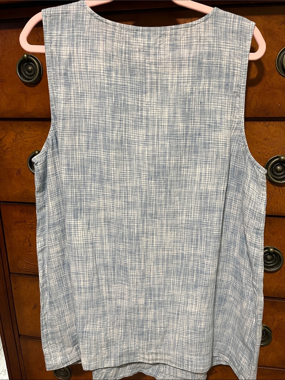 J. Jill Light Blue Crosshatch Sleeveless Tunic Tank - Picture 3 of 4